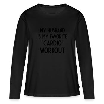 Drôle de femme coquine Femmes Mon mari est mon Cardi - T-shirt manches longues Premium bio Femme - noir - Devant - Julia (174cm)
