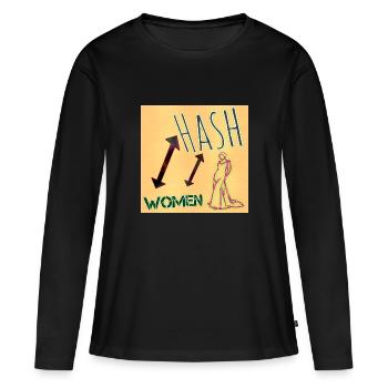 Hash Women - Club WoW - Frauen Premium Bio Langarmshirt - Schwarz - Vorne - Julia (174cm)