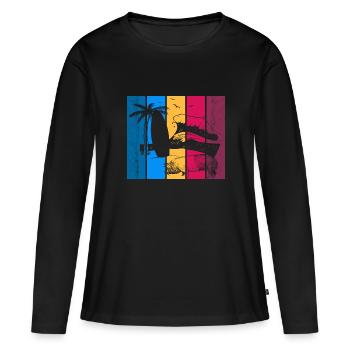 Pig Surfboard Surfboard Surfer Beach - Women's Premium Organic Long Sleeve Shirt - black - Front - Julia (174cm)