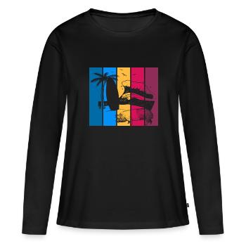 Pig Surfboard Surfboard Surfer Beach - Women's Premium Organic Long Sleeve Shirt - black - Front - Julia (174cm)