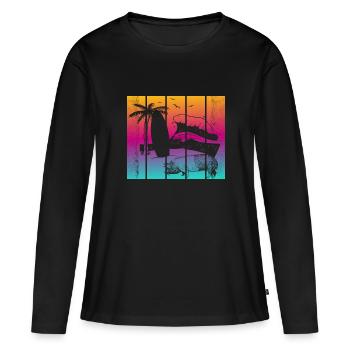 Pig Surfboard Surfboard Surfer Beach - Women's Premium Organic Long Sleeve Shirt - black - Front - Julia (174cm)