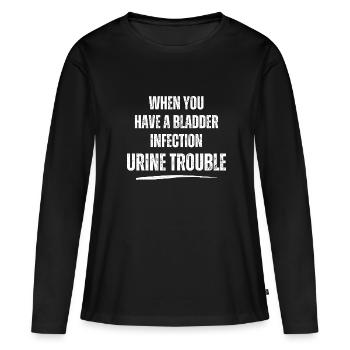 Drôle ma femme Blagues Papa Blagues Cadeau - T-shirt manches longues Premium bio Femme - noir - Devant - Julia (174cm)