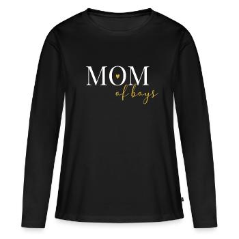 Young mom / mom of boys - Women's Premium Organic Long Sleeve Shirt - black - Front - Julia (174cm)