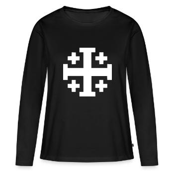Croix de Jérusalem Croix de Jérusalem - T-shirt manches longues Premium bio Femme - noir - Devant - Julia (174cm)