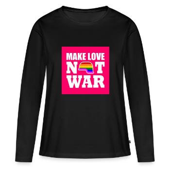 Make love not war - T-shirt manches longues Premium bio Femme - noir - Devant - Julia (174cm)