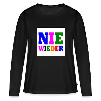 Nie wieder - Frauen Premium Bio Langarmshirt - Schwarz - Vorne - Julia (174cm)
