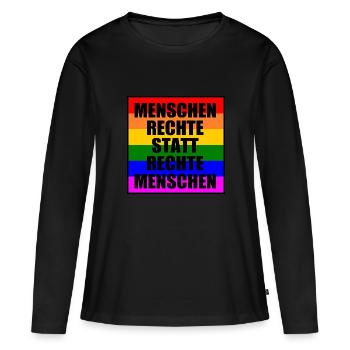 Gegen rechts - Frauen Premium Bio Langarmshirt - Schwarz - Vorne - Julia (174cm)