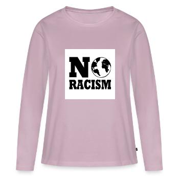 No racism - T-shirt manches longues Premium bio Femme - rose poudré - Devant - Julia (174cm)
