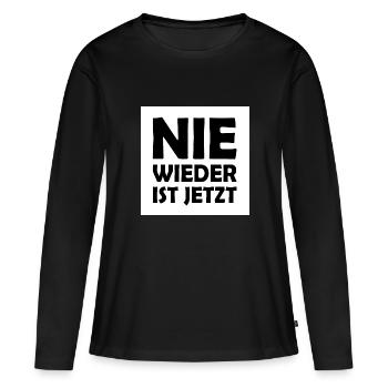 Nie wieder ist jetzt - Frauen Premium Bio Langarmshirt - Schwarz - Vorne - Julia (174cm)