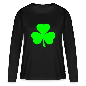 Trèfle d’Irlande - T-shirt manches longues Premium bio Femme - noir - Devant - Julia (174cm)