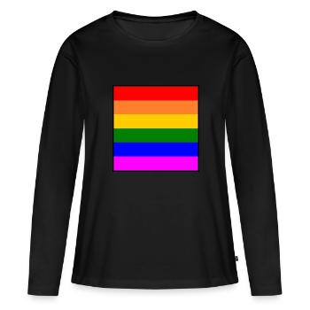 Drapeau arc-en-ciel Drapeau LGBT arc-en-ciel - T-shirt manches longues Premium bio Femme - noir - Devant - Julia (174cm)