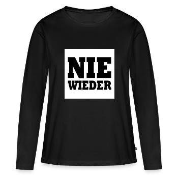 Nie wieder - Frauen Premium Bio Langarmshirt - Schwarz - Vorne - Julia (174cm)