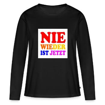 Nie wieder ist jetzt - Frauen Premium Bio Langarmshirt - Schwarz - Vorne - Julia (174cm)