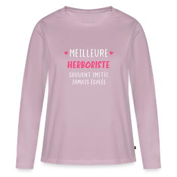 Souvent imitée meilleure Herboriste - T-shirt manches longues Premium bio Femme - rose poudré - Devant - Julia (174cm)