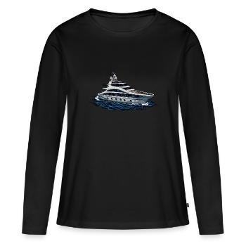 Yacht Schiff - Frauen Premium Bio Langarmshirt - Schwarz - Vorne - Julia (174cm)