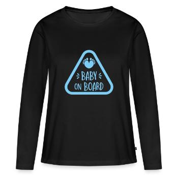 BABY AN BOARD - blue boy - Frauen Premium Bio Langarmshirt - Schwarz - Vorne - Julia (174cm)