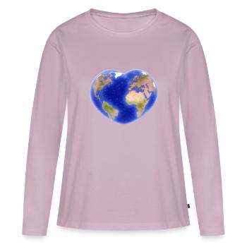 Earth Heart Heart Heart Gift Idea Planet Geography - Women's Premium Organic Long Sleeve Shirt - dusky pink - Front - Julia (174cm)