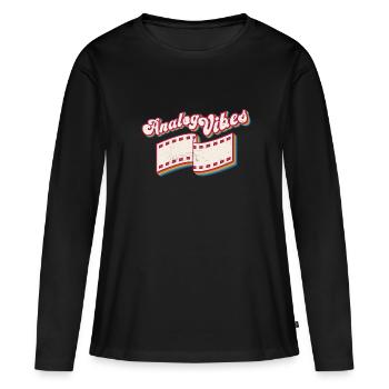 Retro Photographer Vintage Analog Vibes - Frauen Premium Bio Langarmshirt - Schwarz - Vorne - Julia (174cm)