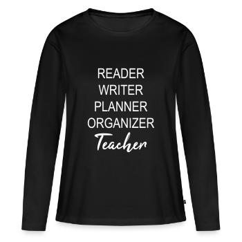 Lecteur cours d'enseignant enseignant - T-shirt manches longues Premium bio Femme - noir - Devant - Julia (174cm)