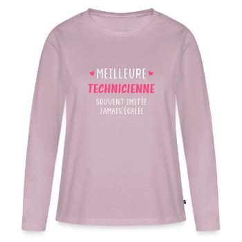 Souvent imitée meilleure Technicienne - T-shirt manches longues Premium bio Femme - rose poudré - Devant - Julia (174cm)