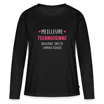 Souvent imitée meilleure Technicienne - T-shirt manches longues Premium bio Femme - noir - Devant - Julia (174cm)