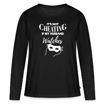 Threesome Swinger Gift Hotwife Not Cheating - Women's Premium Organic Long Sleeve Shirt - black - Front - Julia (174cm)