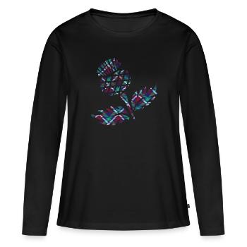 Écosse cadeaux écossais chardon écossais cadeau tartan - T-shirt manches longues Premium bio Femme - noir - Devant - Julia (174cm)