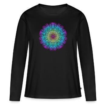 Metatronwürfel, heilige Geometrie des Erzengels - Frauen Premium Bio Langarmshirt - Schwarz - Vorne - Julia (174cm)