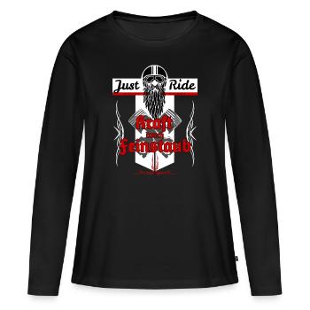 Kraft durch Feinstaub Biker T-Shirt - Frauen Premium Bio Langarmshirt - Schwarz - Vorne - Julia (174cm)