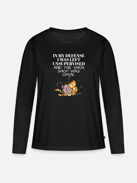 Laissé sans surveillance et Yarn Shop Open Tricot - T-shirt manches longues Premium bio Femme - noir