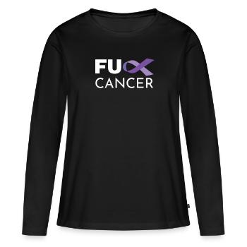 Combattant survivant du cancer - T-shirt manches longues Premium bio Femme - noir - Devant - Julia (174cm)