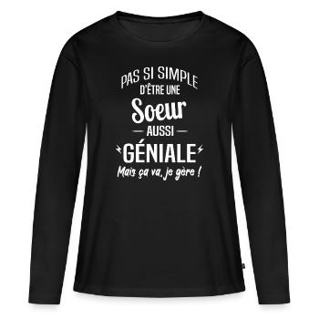 Soeur - T-shirt manches longues Premium bio Femme - noir - Devant - Julia (174cm)