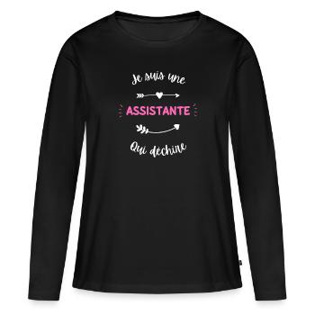 Je suis une assistante qui déchire - T-shirt manches longues Premium bio Femme - noir - Devant - Julia (174cm)