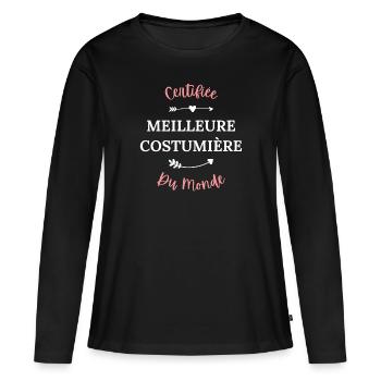 Certifiée meilleure costumière du monde - T-shirt manches longues Premium bio Femme - noir - Devant - Julia (174cm)