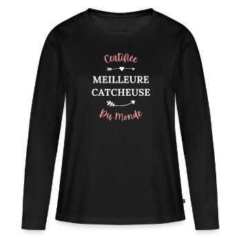 Certifiée meilleure catcheuse du monde - T-shirt manches longues Premium bio Femme - noir - Devant - Julia (174cm)