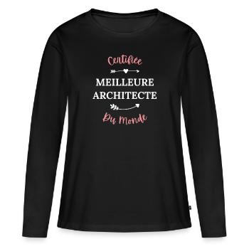 Certifiée meilleure architecte du monde - T-shirt manches longues Premium bio Femme - noir - Devant - Julia (174cm)