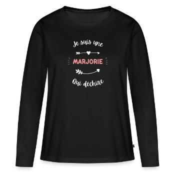 Je suis une marjorie qui déchire - T-shirt manches longues Premium bio Femme - noir - Devant - Julia (174cm)