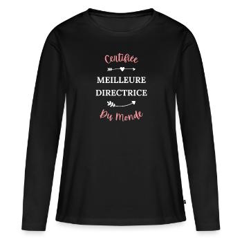Certifiée meilleure Directrice du monde - T-shirt manches longues Premium bio Femme - noir - Devant - Julia (174cm)