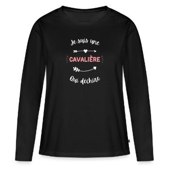 Je suis une cavalière qui déchire - T-shirt manches longues Premium bio Femme - noir - Devant - Julia (174cm)