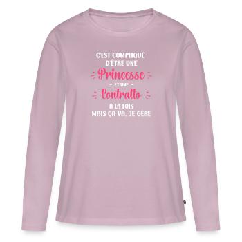 Compliqué princesse et contralto - T-shirt manches longues Premium bio Femme - rose poudré - Devant - Julia (174cm)