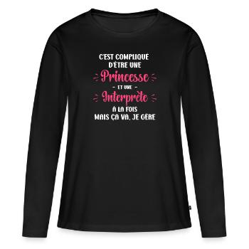 Compliqué princesse et interprète - T-shirt manches longues Premium bio Femme - noir - Devant - Julia (174cm)