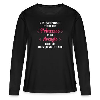 Compliqué princesse et aveugle - T-shirt manches longues Premium bio Femme - noir - Devant - Julia (174cm)