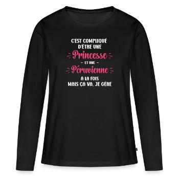 Princesse péruvienne - T-shirt manches longues Premium bio Femme - noir - Devant - Julia (174cm)