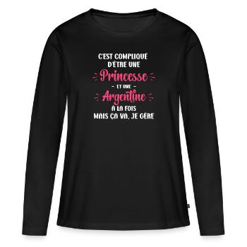 Princesse Argentine - T-shirt manches longues Premium bio Femme - noir - Devant - Julia (174cm)
