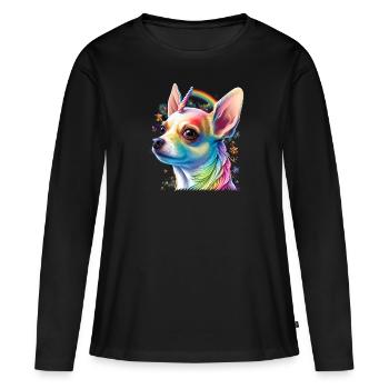 Chihuahua | Colourful Rainbow LGBTQ Unicorn - Women's Premium Organic Long Sleeve Shirt - black - Front - Julia (174cm)