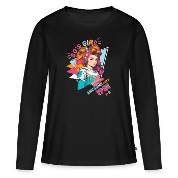 80s Born 1981 Birthday Design Women - Women's Premium Organic Long Sleeve Shirt - black - Front - Julia (174cm)