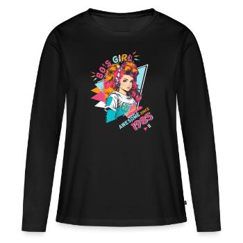 80s Born 1985 Birthday Design Women - Women's Premium Organic Long Sleeve Shirt - black - Front - Julia (174cm)