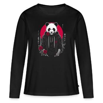 Panda Gothique Underground Streetwear - T-shirt manches longues Premium bio Femme - noir - Devant - Julia (174cm)