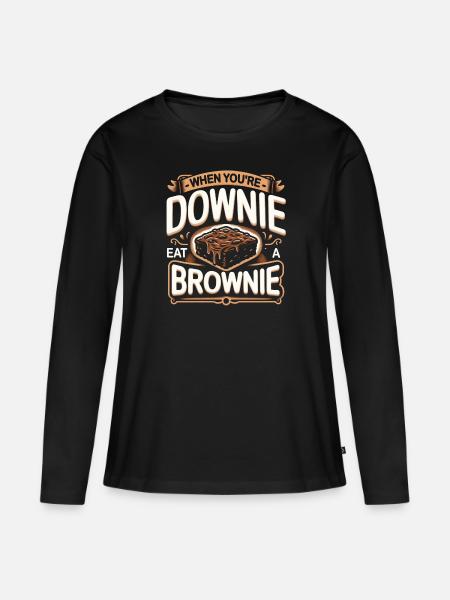 Brownie Spruch - Frauen Premium Bio Langarmshirt - Schwarz