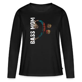 Maman basse ma mère joue de la basse est bassiste - T-shirt manches longues Premium bio Femme - noir - Devant - Julia (174cm)
